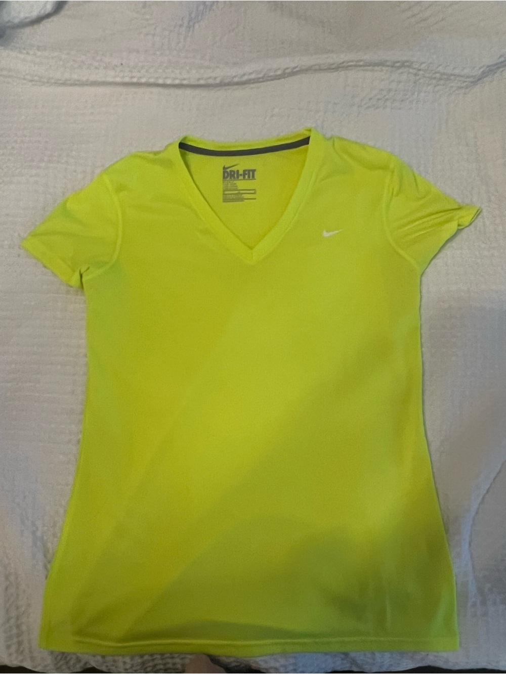 Nike Dri-FIT Short Sleeve V-Neck Top - Neon Yellow